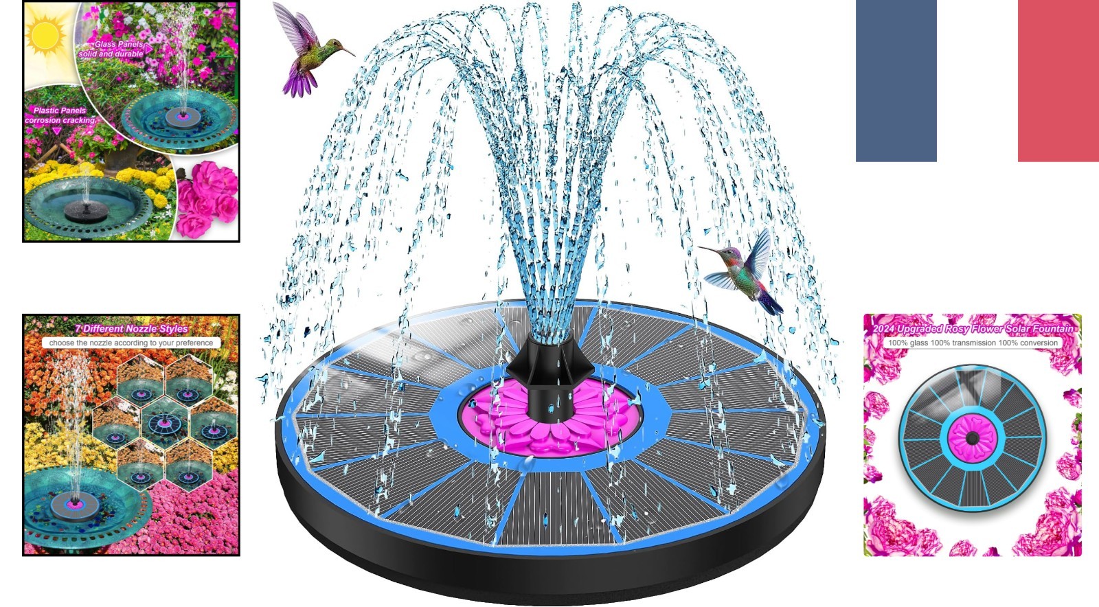 Fontaine solaire flottante 3.5W anti eau stagnante pour bain d'oiseaux