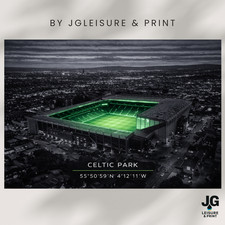 Celtic Park Stadium Wall Art Print | Modern Football Ground Poster | unframed