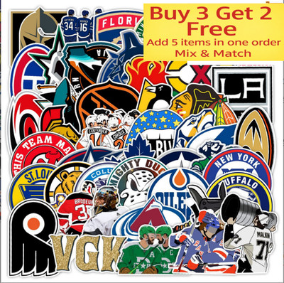 50pcs Waterproof Vinyl Stickers NHL Teams LOGO Hockey Luggage Phone Laptop Car