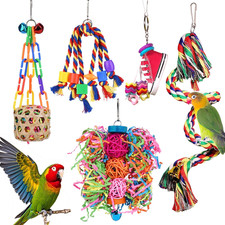 Bird Toys for Parakeet  Parrot Conure Chewing Shredding Foraging Toys with Rope