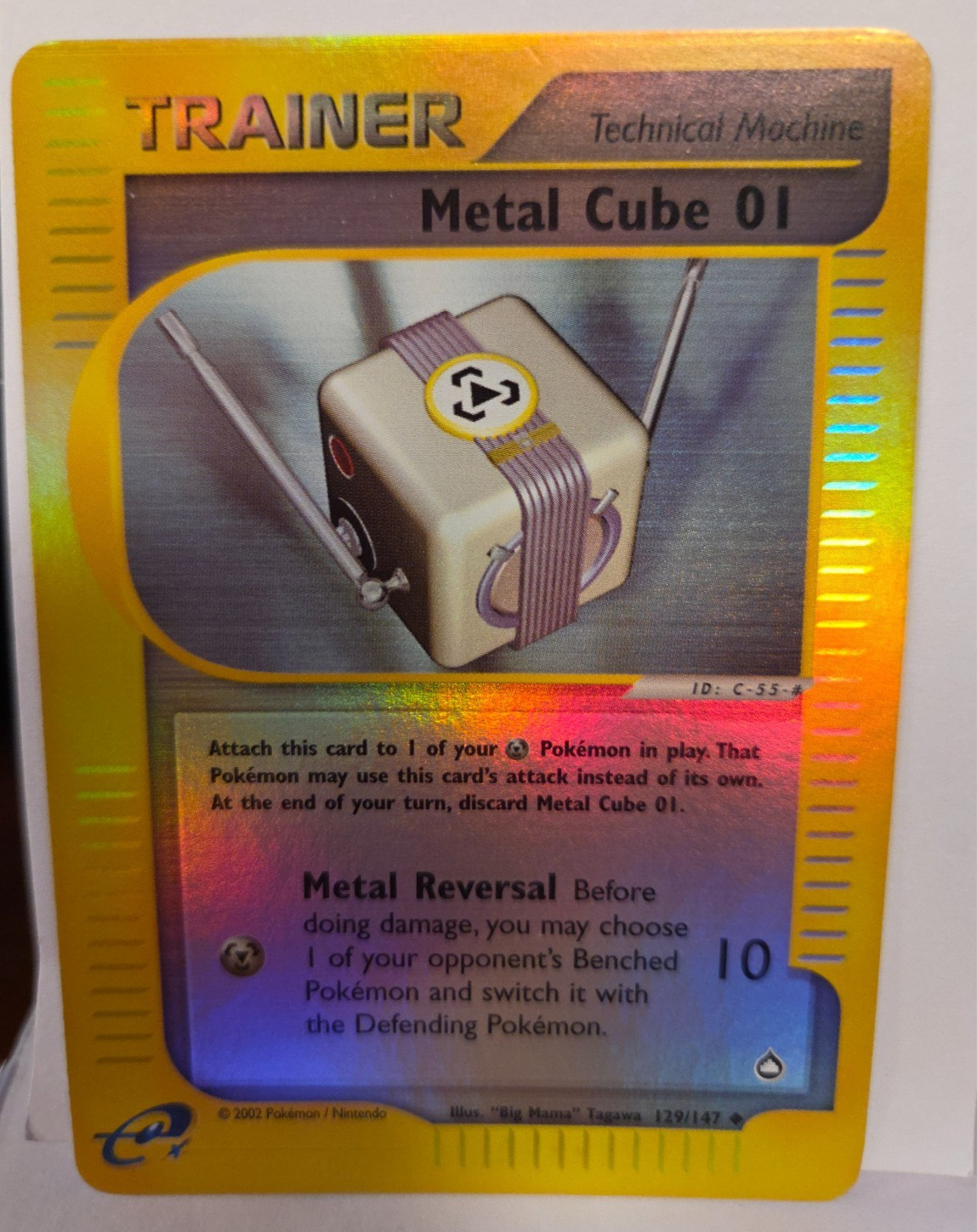 2002 Pokemon Aquapolis Metal Cube 01 Reverse Holo 129/147 Near Mint