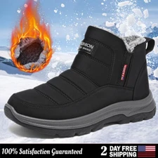 New Winter Ankle Snow Boots Men's Plush Warm Anti Slip Ultra Light Cotton Shoes