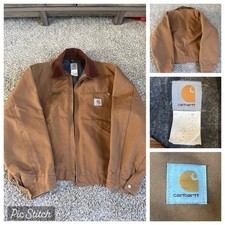 Vintage XL Carhartt Detroit Jacket J01 BRN Blanket Lined Tan Sz 48 Reg