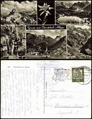 Oberstdorf (Allgäu) multi-picture card with various Allgäu surrounding views 1961