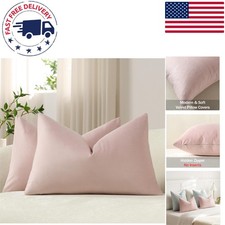 Cozy Decorative Throw Pillow Cases 12x20 - Pack of 2 Velvet Lumbar Covers