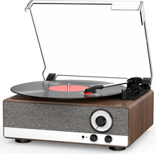 7-In-1 Vinyl Record Player, Bluetooth Belt Drive Turntable 3-Speed Turntables