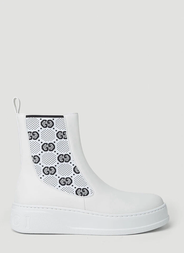 Botas Chelsea Gucci GG Jersey para mujer nuevas con etiquetas en blanco talla 39,5 EE. UU. 9,5 $1.295 Foto 4 de 4