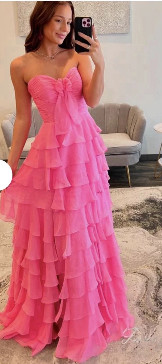 ebay prom dresses size 8 La Femme Prom Dress Gown Size 8 Homecoming Coral, $160 Retail, Attachable Straps
