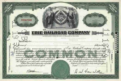 ERIE Railroad 1959 Jersey City Chicago Vanderbilt Morgan Cleveland Ohio 10 share