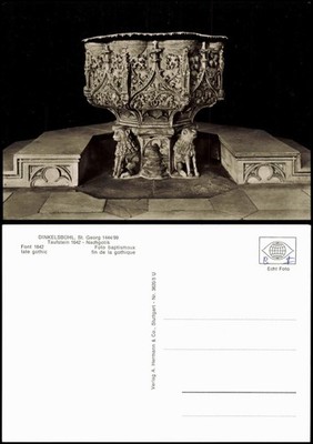 Ansichtskarte Dinkelsbühl St. Georgskirche Nachgotik Taufstein 1960