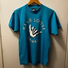 Vintage 1980s Hang Loose Hawaii Hand Sign Cyan T-Shirt 