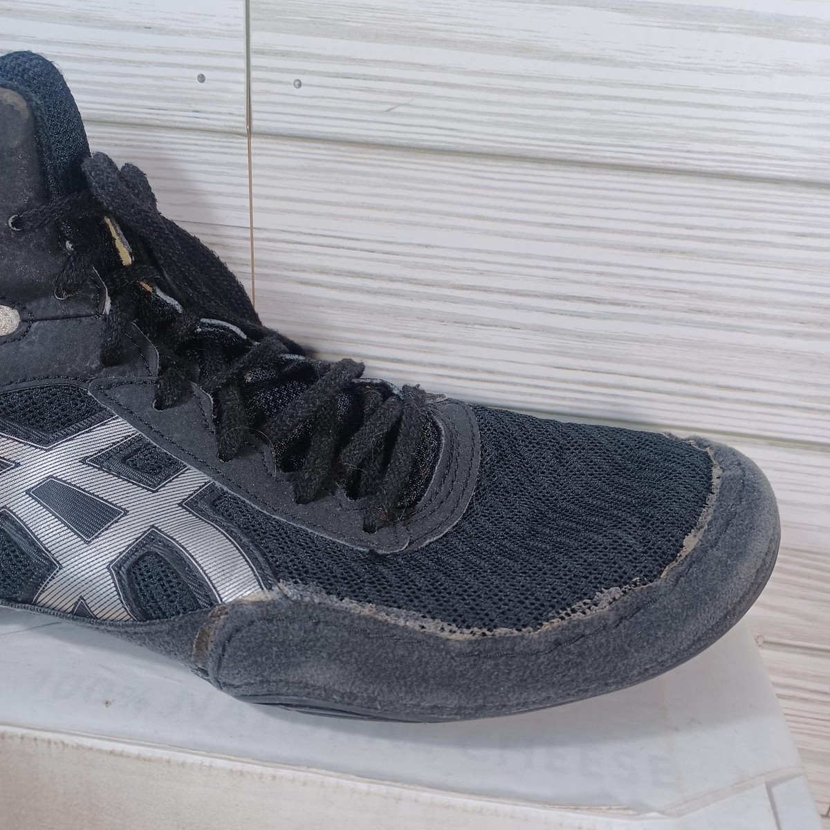 Asics Matflex Wrestling Boot MMA Boxing Shoes Black Size 8 ASICS Matflex Wrestling Shoes Mens Size 8 Black White Boxing  main image 4
