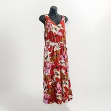 Nine West Dress Womens XL Floral Linen Blend V-Neck Sleeveless Boho Peasant 70s