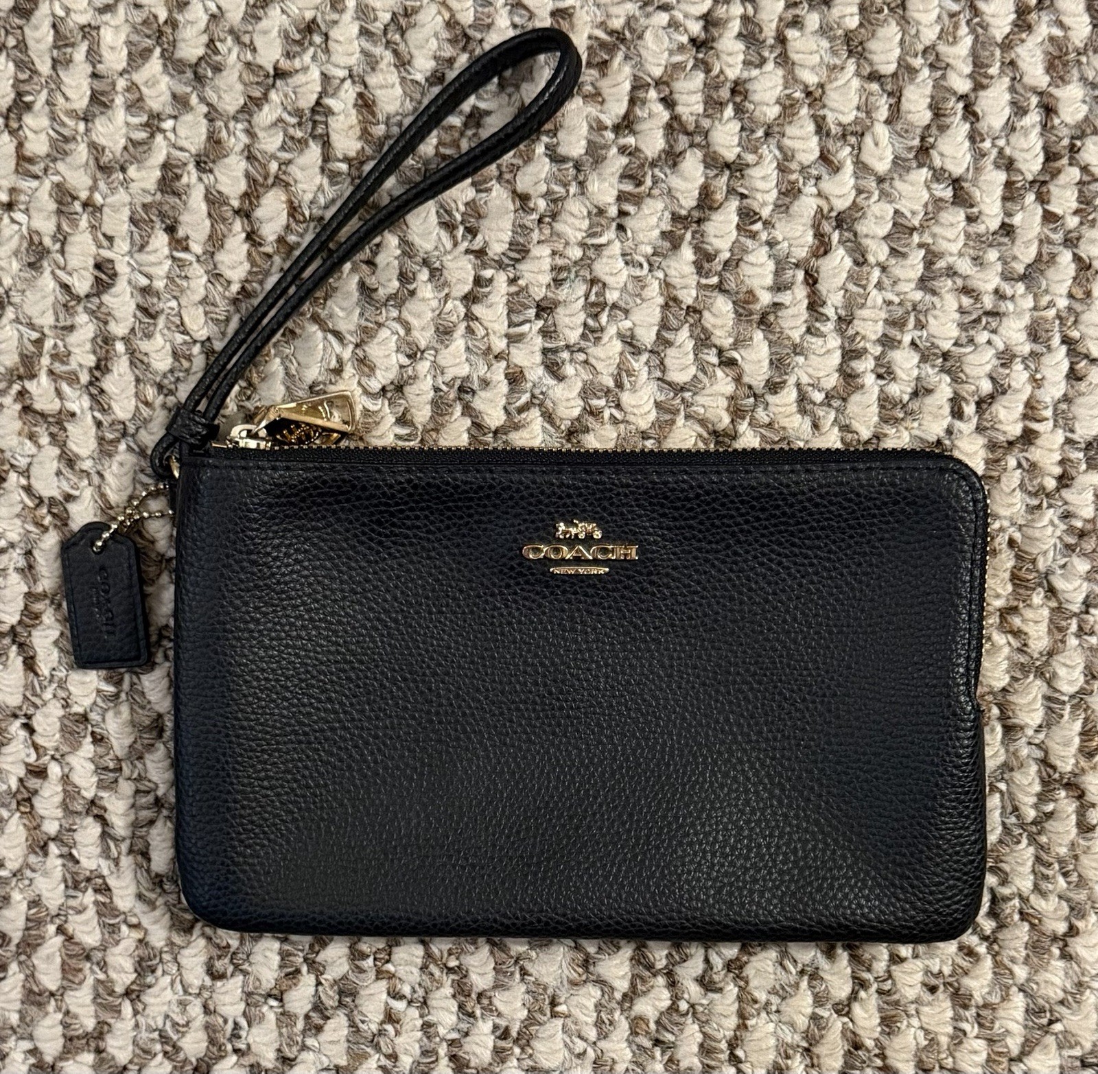 Coach Double Zip Pebbled Leather Wristlet