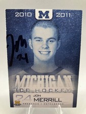 Jon Merrill Signed 2010-11 Michigan Wolverines Hockey Card-On Card Auto