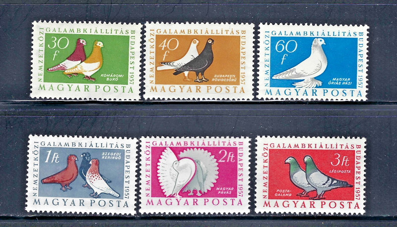 Hungary 1957-1958 #1176-1180, C175 MNH International Pigeon Exhibition/Birds