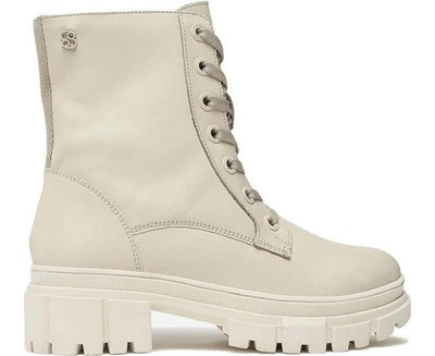 s.Oliver Women's White Leather Ankle Boots Casual Fashion 25253-109