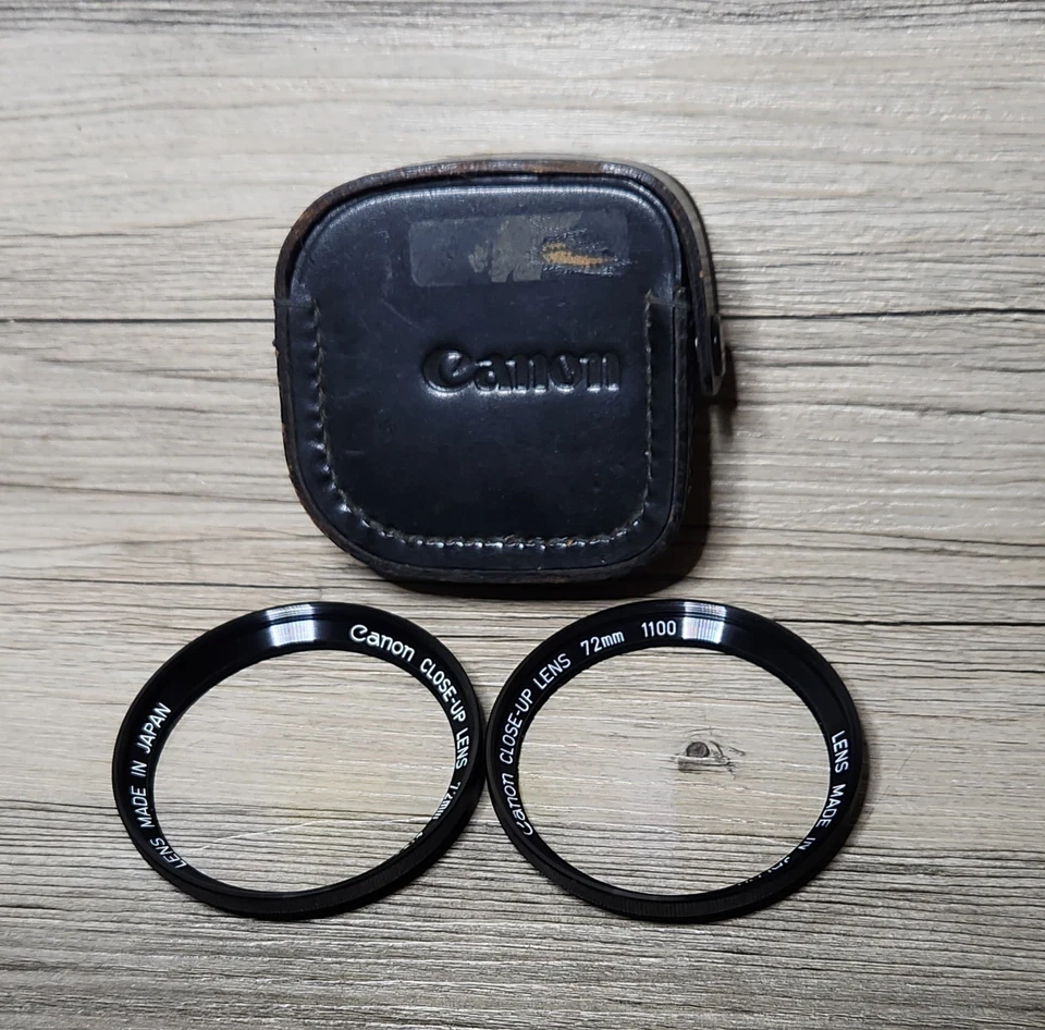Vtg Canon Close-Up Lens Kit 72mm 1100 & 2100 Filter Threaded & Leather Case Rare - Image 2 of 4