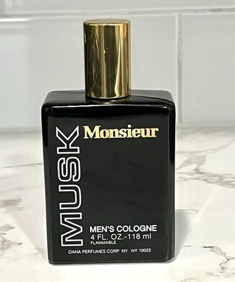 Vintage Dana ~ Monsieur Musk ~ 4 oz cologne splash