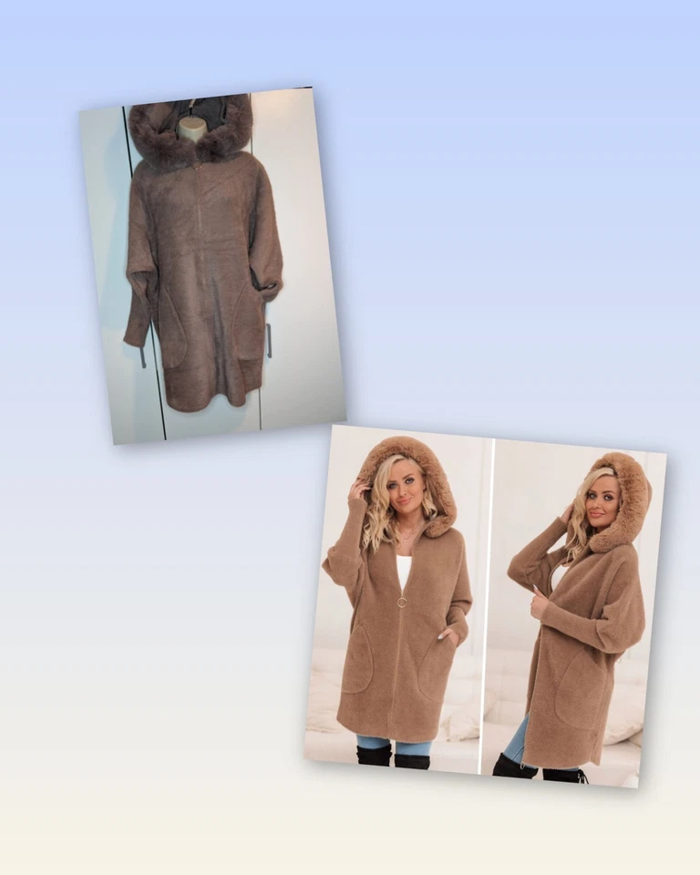 Italian warm brown alpaca coat for women, size UNI - Image 3 of 3