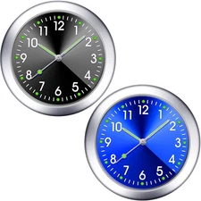 2 Pieces Stick on Dashboard Car Clock Mini Tiny Small Luminous Car Vent Clocks W