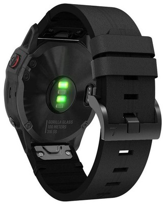 Lederarmband Schwarz 26mm für Fenix 6x Sapphire Quickfit