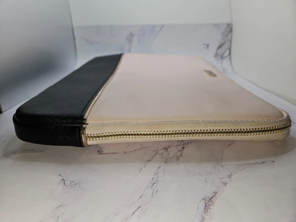 Kate Spade Black & Pink Padded Laptop Case Zip Computer Sleeve Saffiano Leather - Image 4 of 4