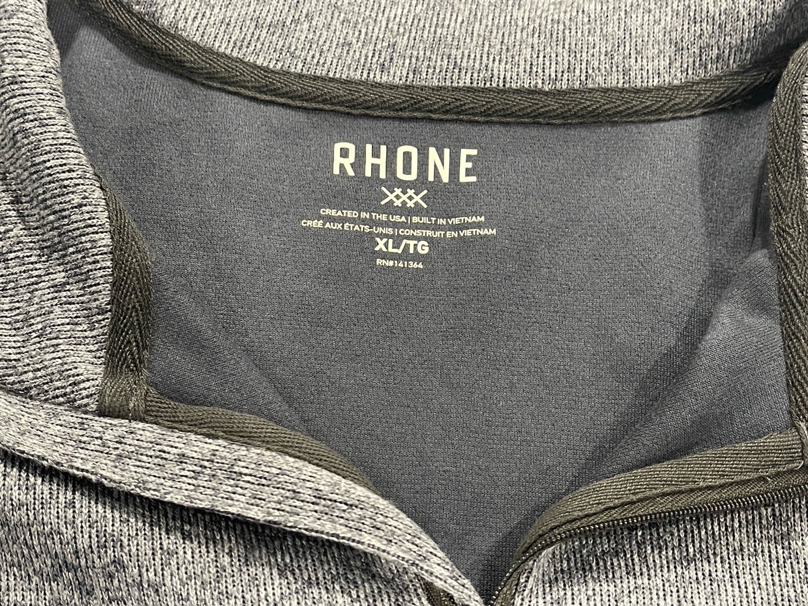 Rhone Gray 1/4 Zip Polyester Pullover Sweater Men… - image 2