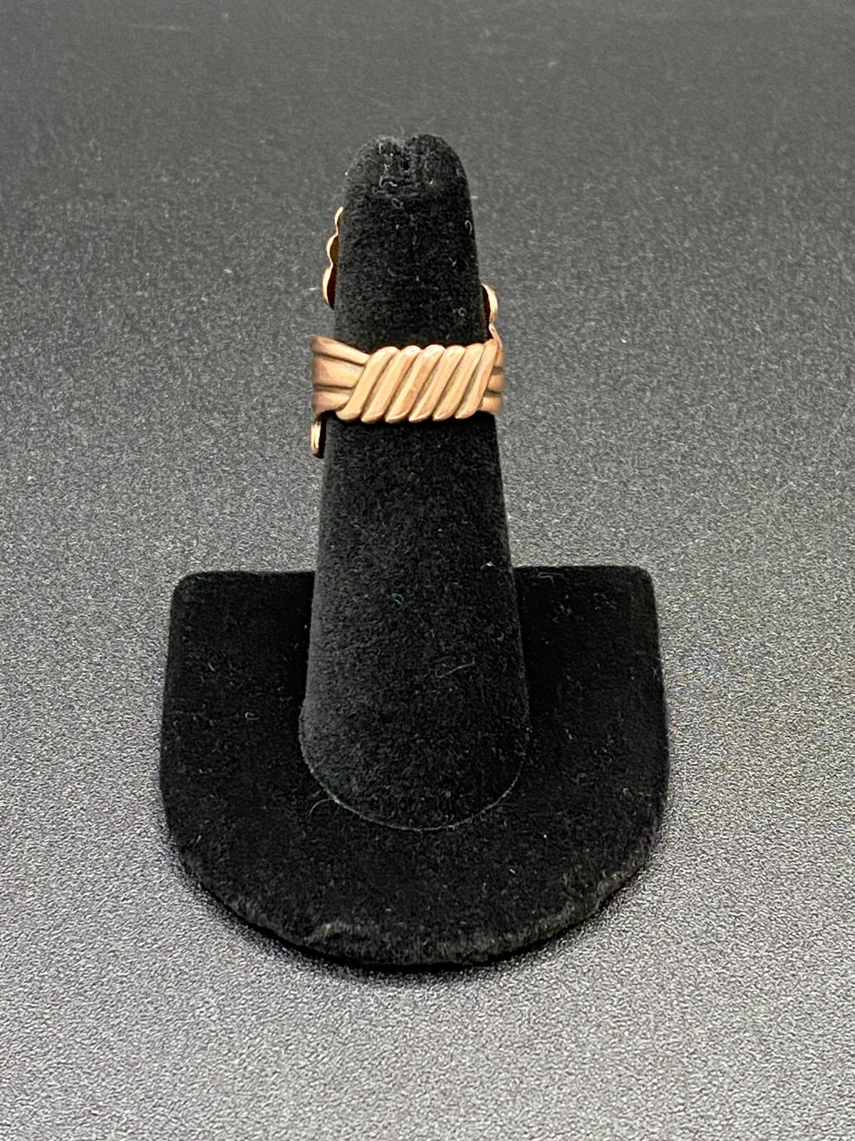 Adjustable Ring Sz 5.5+ Solid Copper Scroll Wave … - image 3