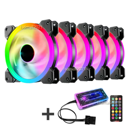 Low Noise RGB PC Cooling Fan 120mm Cooler with Controller for Computer Desktop