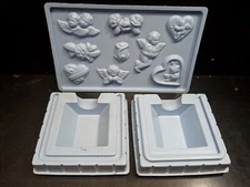 Distlefink Designs Candle Magic Mold 3" Hexagon And Angel Cherubs Heart Hearts 
