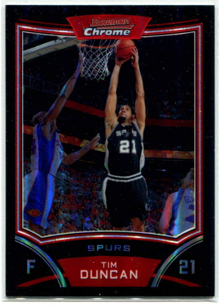 2008-09 Bowman Chrome #21 Tim Duncan Refractor /499 NM San Antonio Spurs