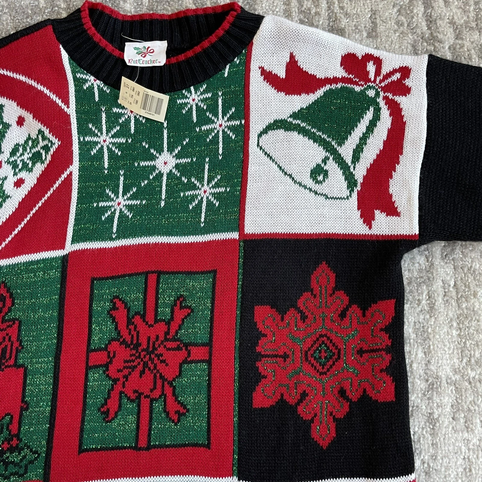 NWT Nutcracker Women's Ugly Christmas Sweater Size L Pullover Acrylic Black Red