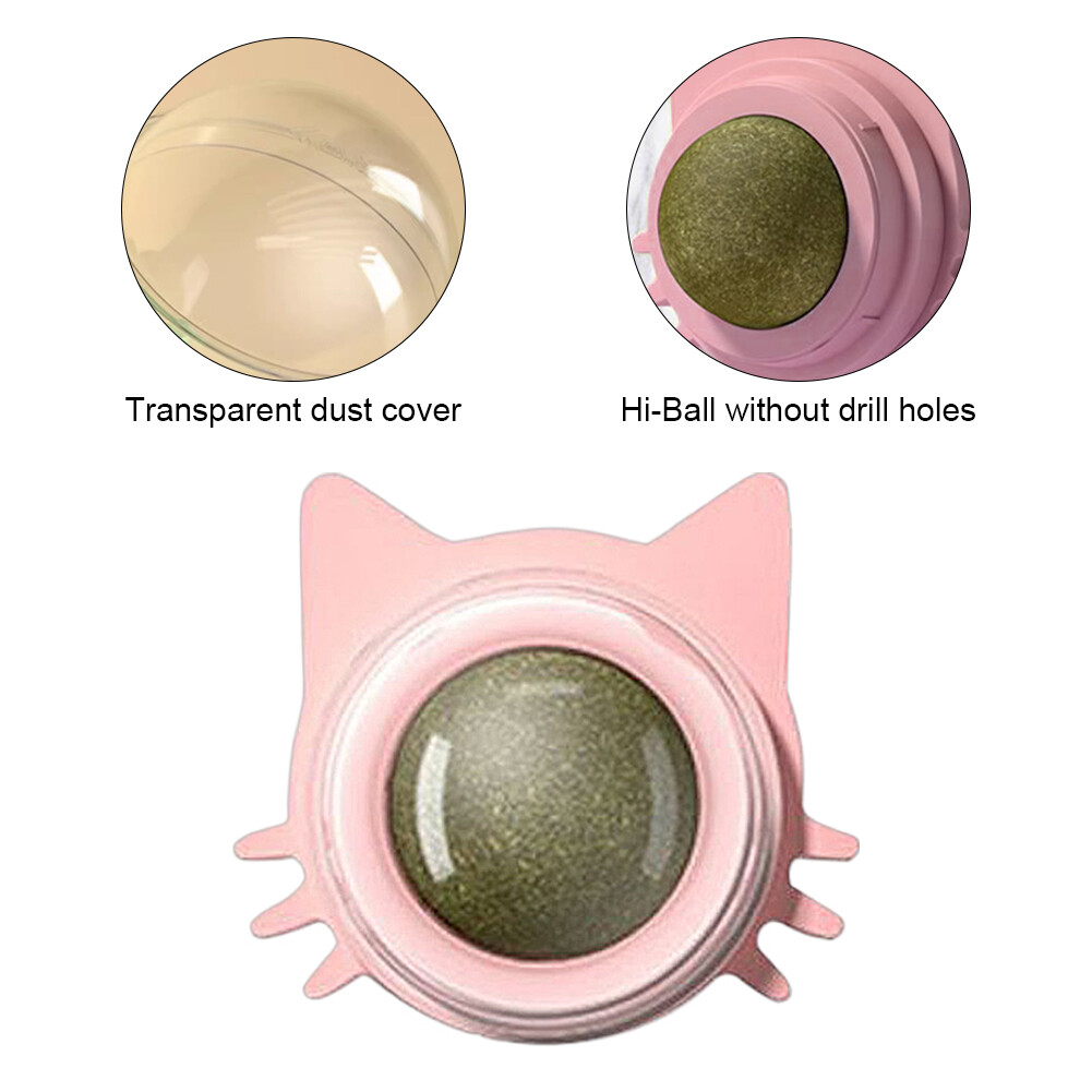 Catnip Lickable Ball Rotatable Kitten Chew Toys Cat Wall Treats for
