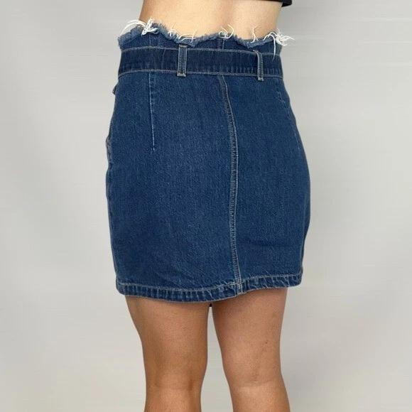 SIWY Zahra Cinturón Dobladillo Crudo Mini Falda Denim Ajustable Salir Fiesta Ropa de Calle Foto 3 de 4