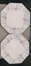 Nikko Vintage Japan "American Gardens"  Corsage Set Of 2 / Bread Plates 8 1/4”
