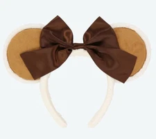 Japan Tokyo Disney Resort Ears HeadBand Hat Minnie Black Ribbon Mouton