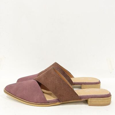 NEW Mi.iM Epic Two Tone Suede Leather Slide Mule Flat Shoes Women Sz 10 Burgundy