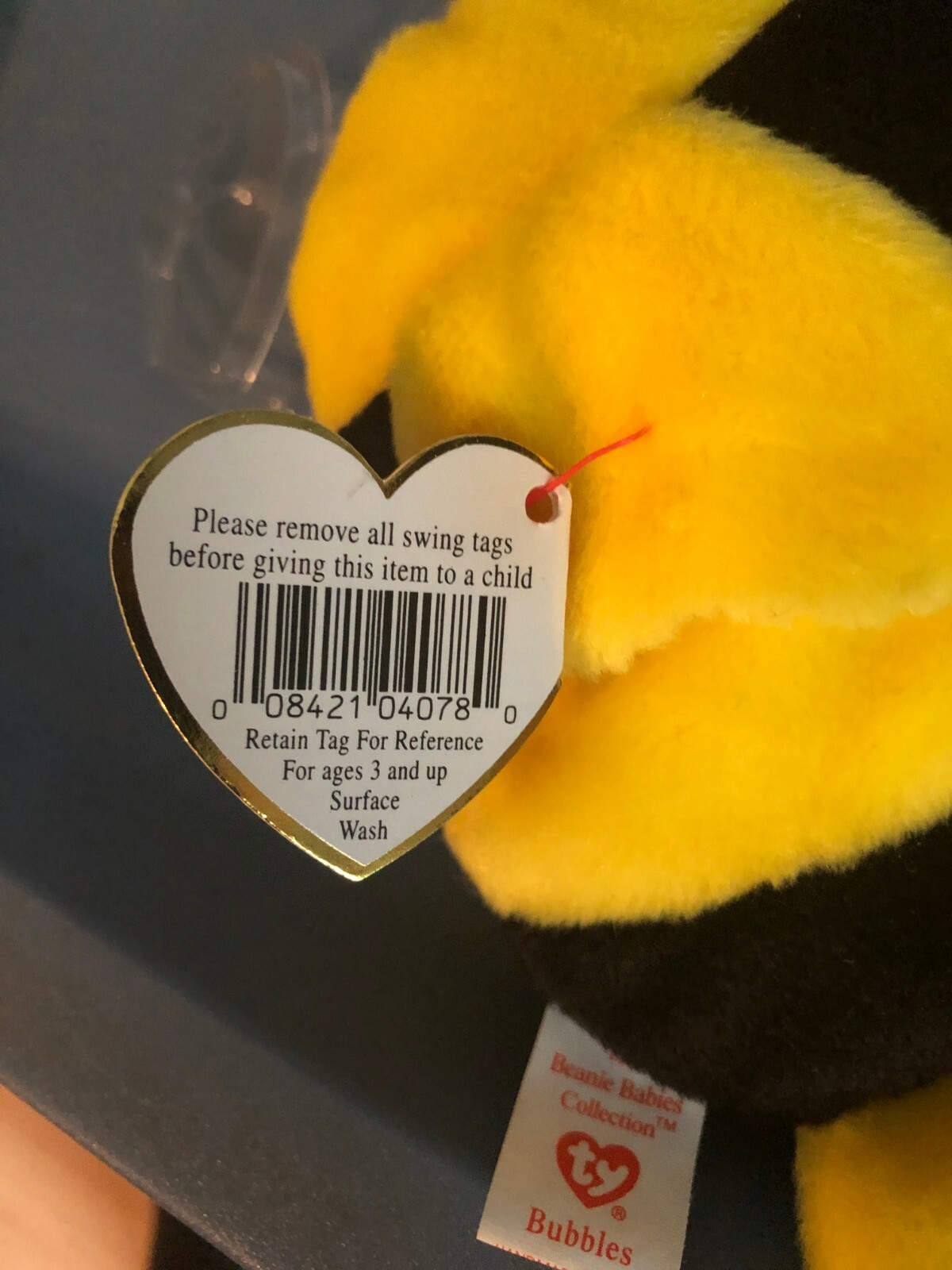 RETIRED TY BEANIE BABIES 1995 BUBBLES THE FISH WIT PVC PELLETS AND TAG