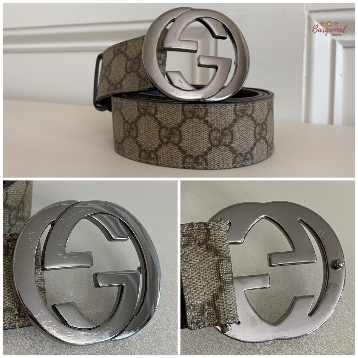 Auth Gucci Brown GG Supreme Canvas Leather Silver  display picture 1