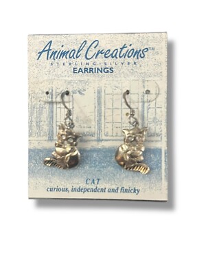Cats Sterling Silver 925 Kitty Cat Earrings by Animal Creations