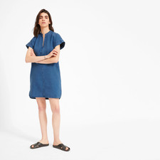 EVERLANE The Splitneck Jean Denim Boxy Shift Above Knee Dress sz 6 S M