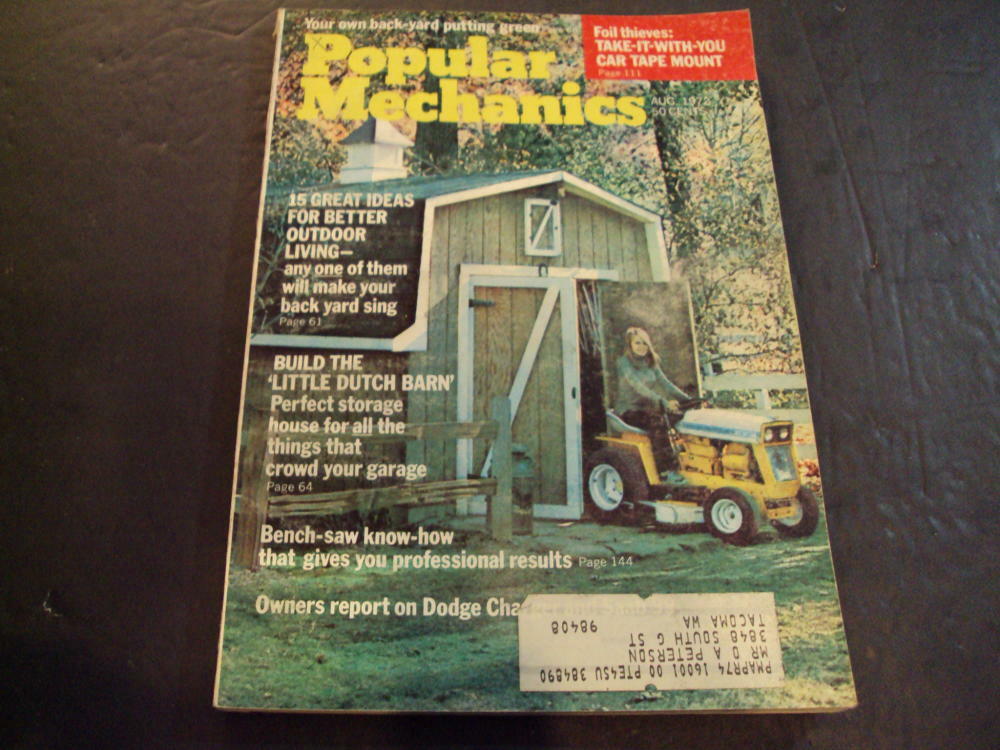 Popular Mechanics Aug 1972 Better Outdoor Living, Build Little Dutch B ID:48748