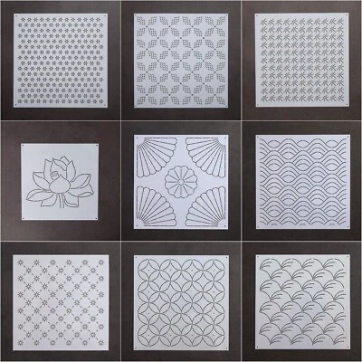 MONT BLEU Sashiko Stencils Embroidery Templates Quilting Patterns - 22cm Collection MD