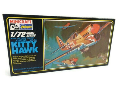 VINTAGE MINICRAFT HASEGAWA AIRPLANE MODEL KIT CURTISS MK 1 A KITTY HAWK 1/72