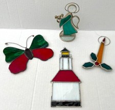Vintage Stained Glass Leaded Handmade Sun Catcher Lot of 4