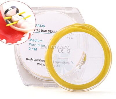 Dental Rubber Dam Stabilizing Cord Medium Floss Wedge Clamp Elastic Sheets 2.1m