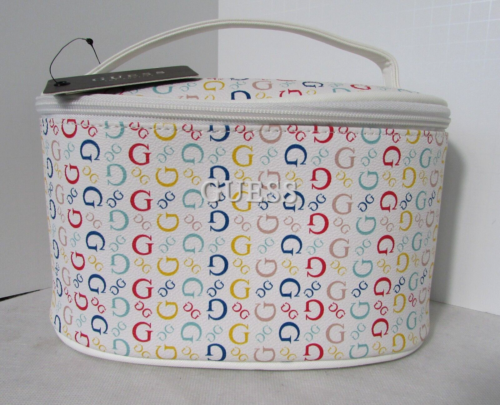 GUESS Large Cosmetic Bag Southington Travel Rainbow Logo Graffiti NWT - Picture 1 of 8