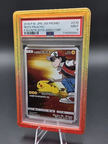 PSA 9 Pokemon Card Red's Pikachu 270/SM-P Holo Japanese 20th Anniversary Promo