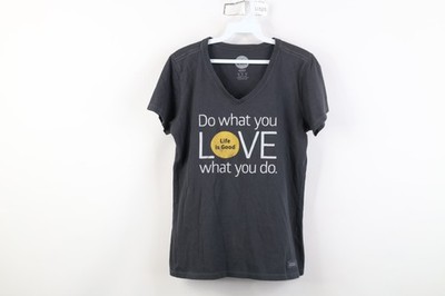Life Is Good Womens Medium Faded Do What You Love What You Do T-Shirt V-Neck